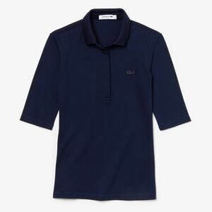 Lacoste NWT Women's Slim Fit Stretch Mini Piqué Polo Sz 46 / XL Navy Blue